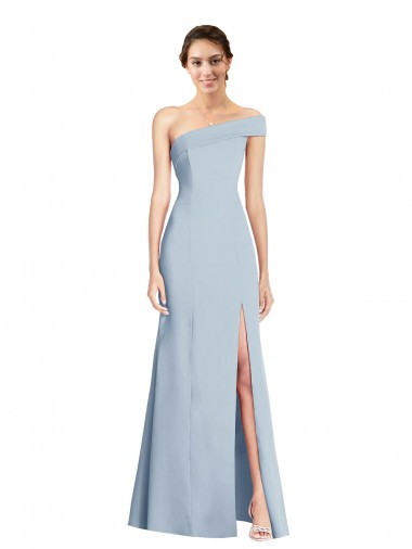Discount Off the Shoulder Stretch Crepe Light Sky Blue Long Wedding Party Dress UK