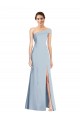 Discount Off the Shoulder Stretch Crepe Light Sky Blue Long Wedding Party Dress UK