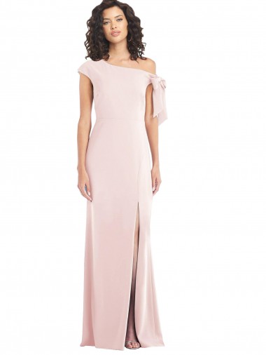 Discount Off the Shoulder Stretch Crepe Pink Long Maxi Evening Dress UK