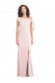 Discount Off the Shoulder Stretch Crepe Pink Long Maxi Evening Dress UK