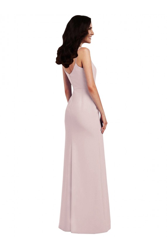 Discount V-Back Spaghetti Straps Stretch Crepe Long Evening Dress UK