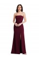Discount Strapless Stretch Crepe Burgundy Gold Long Semi Formal Evening Dress UK