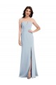 Discount Low Back V-Neck Stretch Crepe Light Sky Blue Long Semi Formal Evening Dress UK