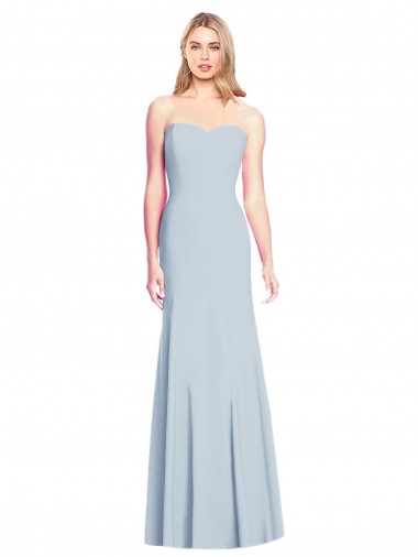 Discount Low Back Sweetheart Stretch Crepe Light Sky Blue Long Evening Dress UK