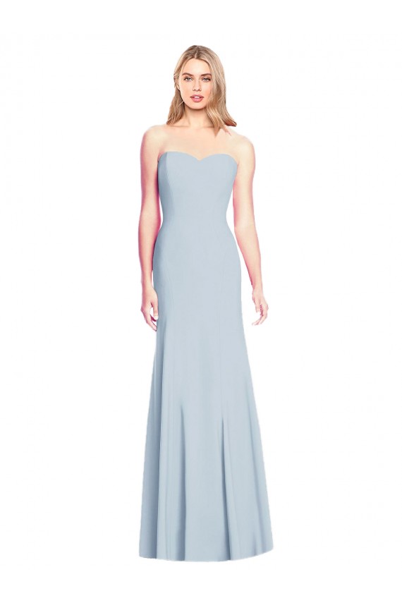 Discount Low Back Sweetheart Stretch Crepe Light Sky Blue Long Evening Dress UK