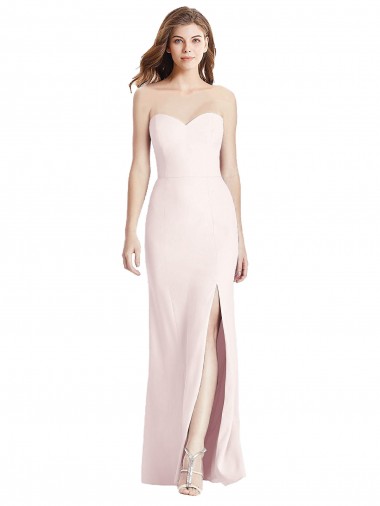 Discount Low Back Sweetheart Stretch Crepe Pink Long Semi Formal Evening Dress UK