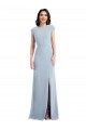 Discount Open Back Stretch Crepe Light Sky Blue Long Maxi Evening Dress UK
