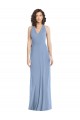 Discount Open Back Halter Neck Luxe Chiffon Dusty Blue Long Evening Dress UK