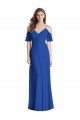 Discount V-Back Spaghetti Straps Soft Chiffon Royal Blue Long Maxi Evening Dress UK