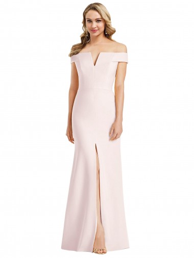Discount Off the Shoulder Stretch Crepe Pink Long Sexy Evening Dress UK