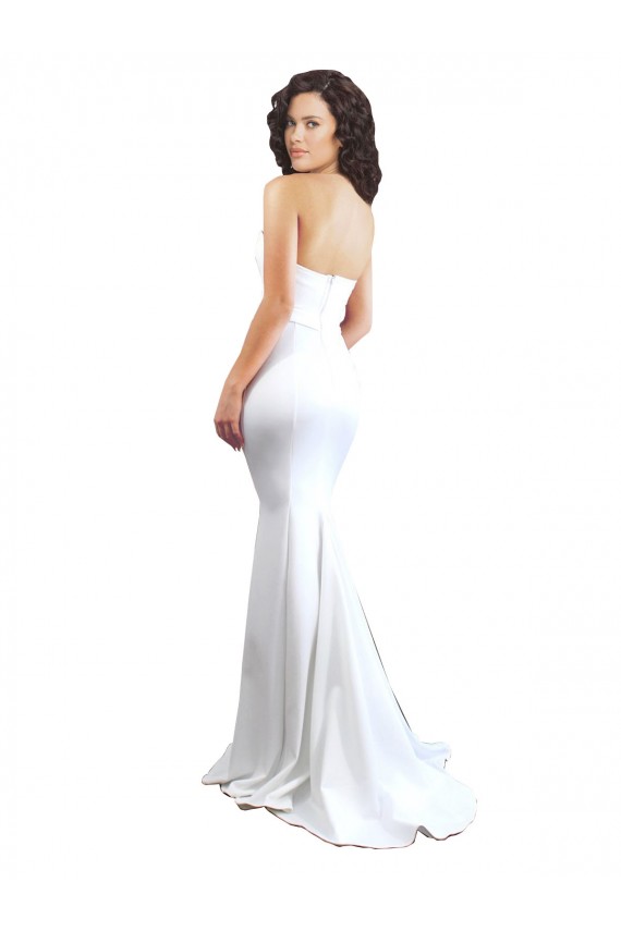 Discount Low Back Sweetheart Stretch Crepe White Long Evening Dress UK